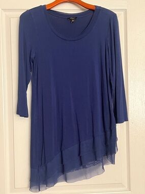 Cupio Royal Blue Layered Asymmetrical Scoop Neck Tunic